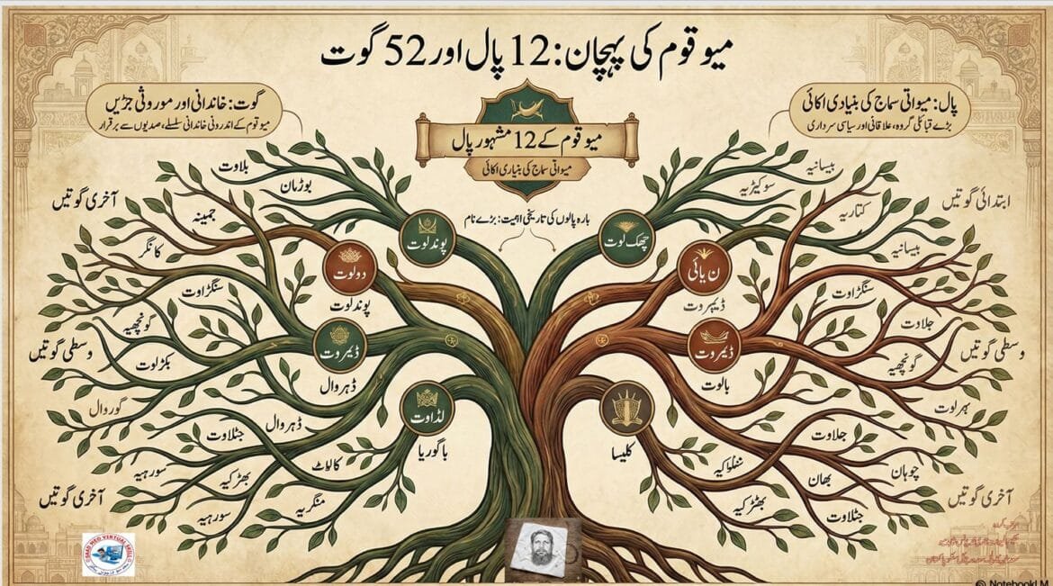 میو قوم کا نسلی ارتقاء، بارہ پال باون گوت کا نظام